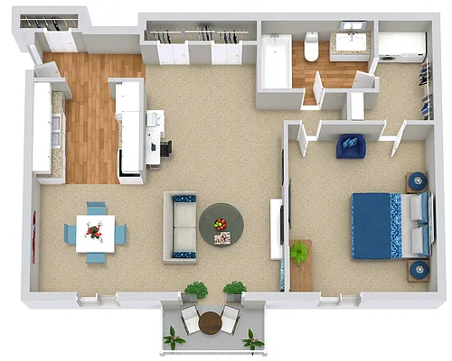 Floor plan 1 Bed | 1 Bath