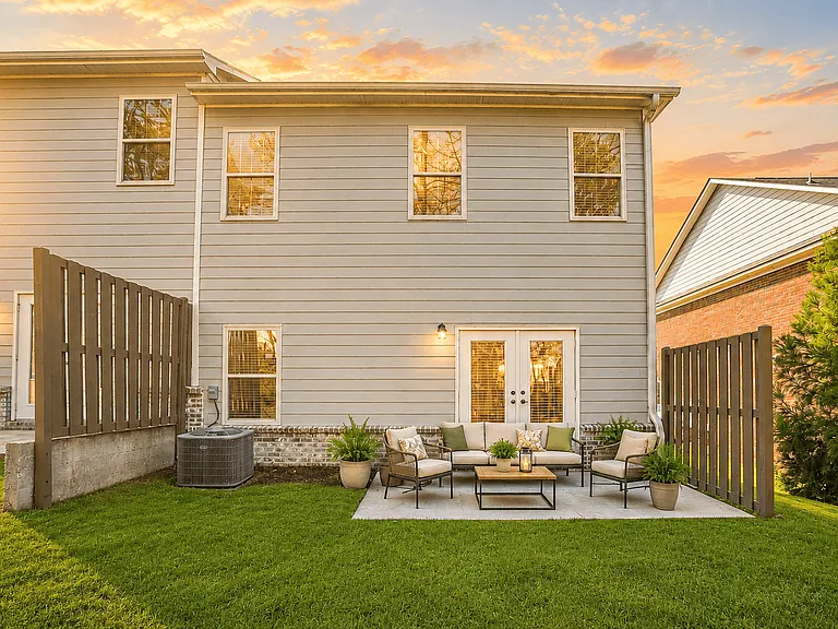 Private outdoor patio with comfortable seatingperfect for relaxing, dining, or enjoying the fresh air.