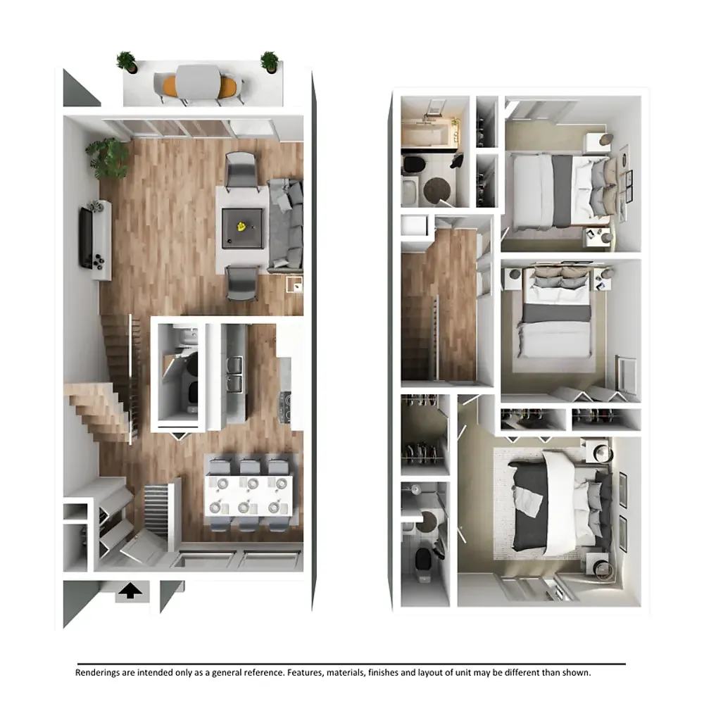 Floor plan 3 Bedroom Townhome
