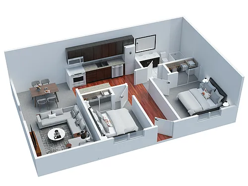 Floor plan 2 BD 1 BA