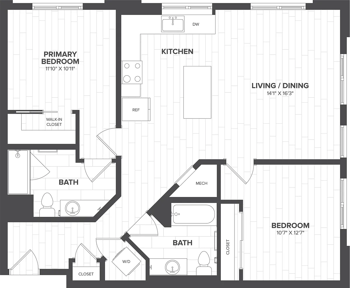 Floor plan 2 Bed-2 Bath-B7
