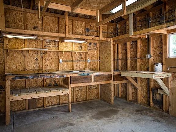 Lots of shelves in garage