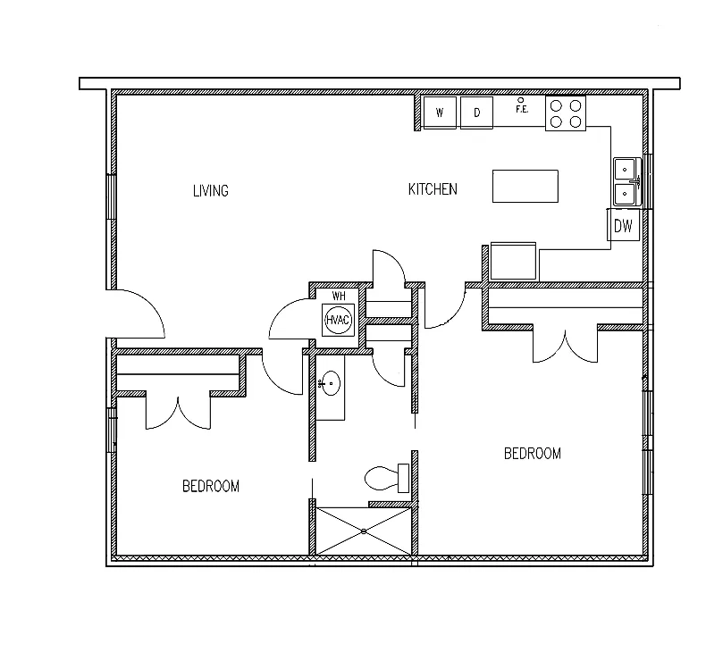 Floor plan 2 Bed 1 Bath