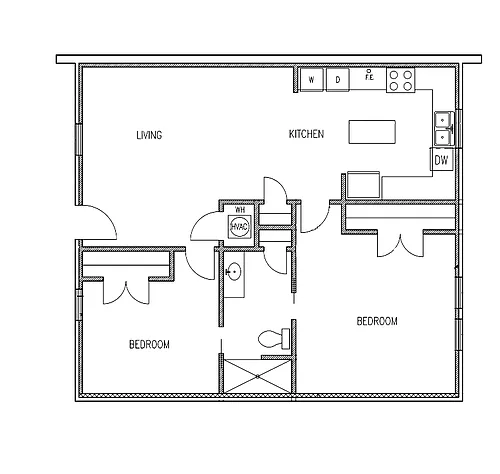 Floor plan 2 Bed 1 Bath