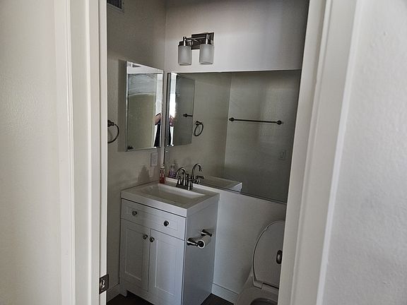 Newly redone bathroom, vanity, fixtures