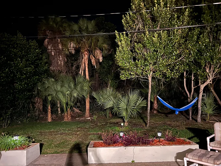 Backyard, fenced in