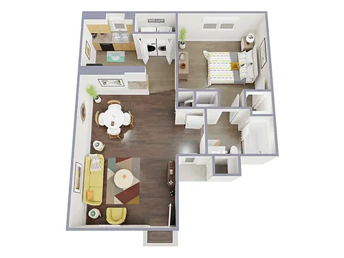 Floor plan 1 Bed, 1 Bath