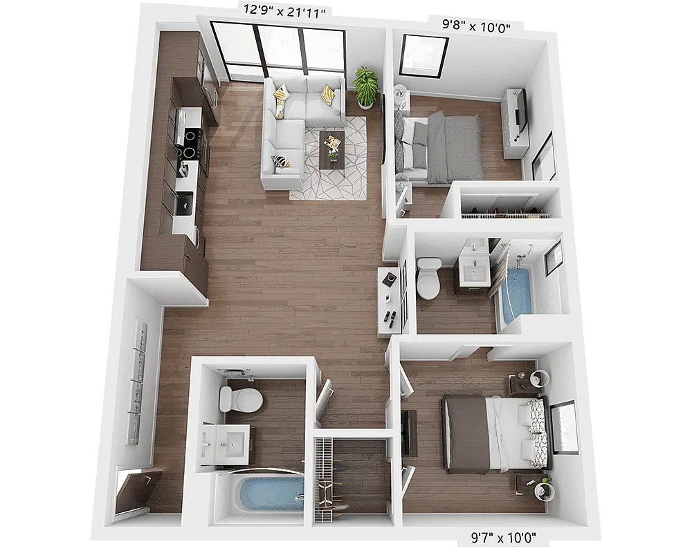Floor plan Two Bedroom B2E