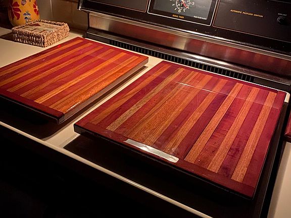 Stove top crafted by the hubs in Ramblers Woodshop!