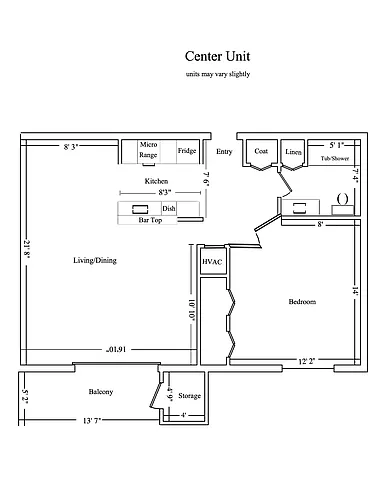 Floor plan PHOENIX - One Bedroom Center