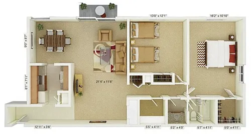 Floor plan 2 Bedroom Chestnut