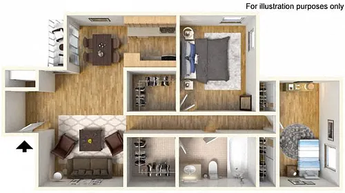 Floor plan 2 Bed 1 Bath