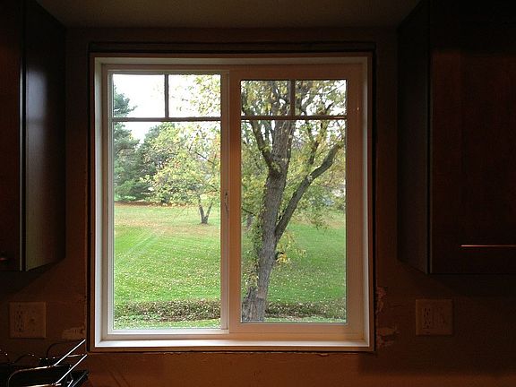 Kitchen window facing yard