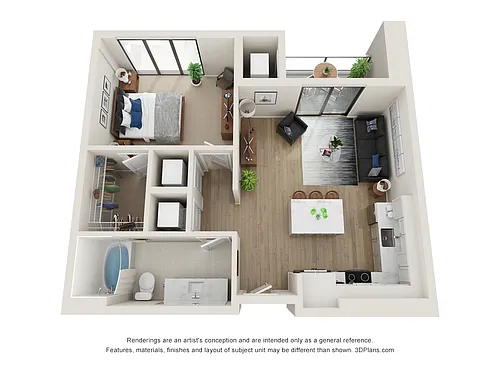 Floor plan 1 Bed/1 Bath-I