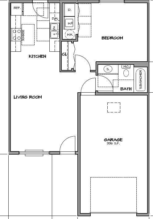 Floor plan 1 bedroom single level patio home