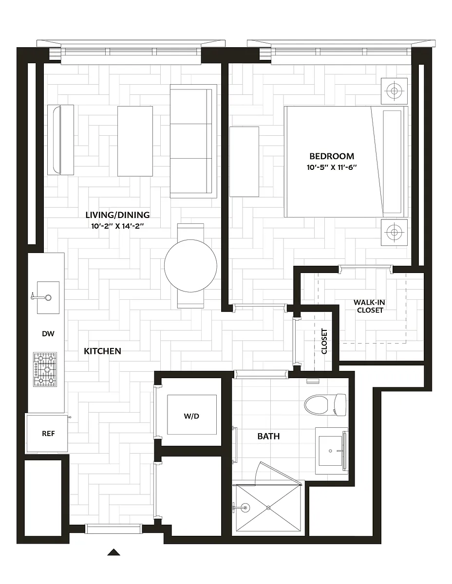 Floor plan 1 Bed/1 Bath-A14