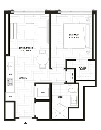 Floor plan 1 Bed/1 Bath-A14