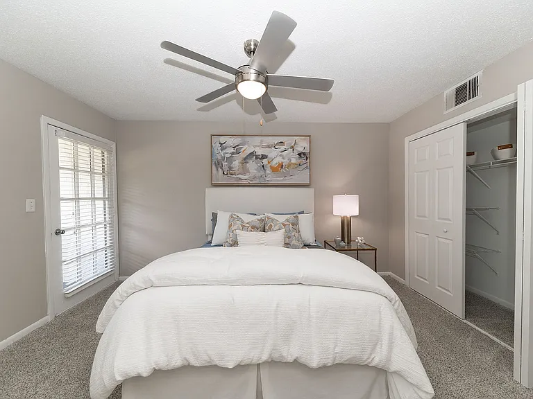 Cozy bedroom with carpet