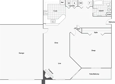 1 BR x 1 BA - A2 (Affordable 65) Floorplan 1 BR x 1 BA - A2 (Affordable 65) Floorplan