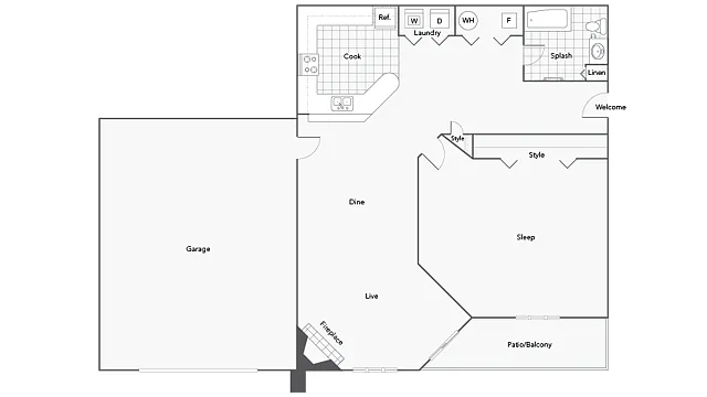 Floor plan 1 BR x 1 BA - A2 (Affordable 65)