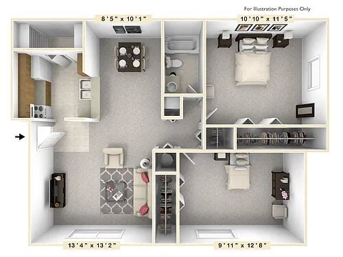 Floor plan The Day Sailor 2 BR 1 BA