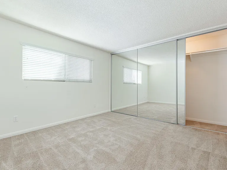 Bedroom with Mirror Closet Doors
