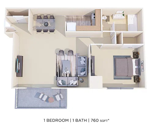 Floor plan One Bedroom - 760 sqft