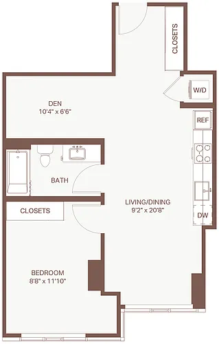 Floor plan 1x1 + Den D2 Olympic