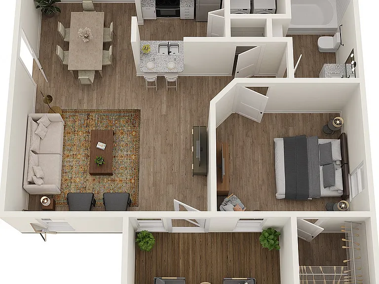 Sleek and modern living in a perfect one-bedroom retreat. Sleek and modern living in a perfect one-bedroom retreat.