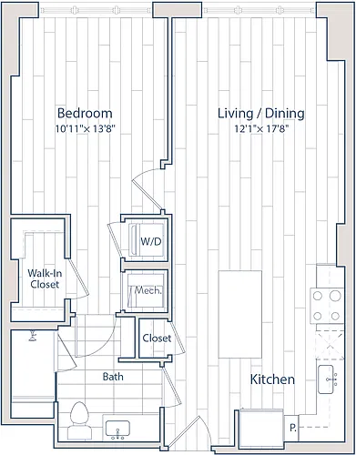 Floor plan 1 Bed/1 Bath-C3-3