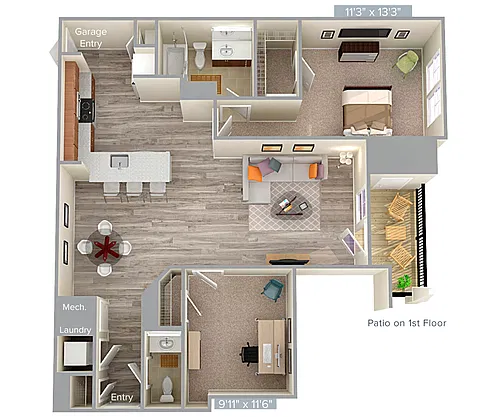 Floor plan A3D-2-Gar-1096