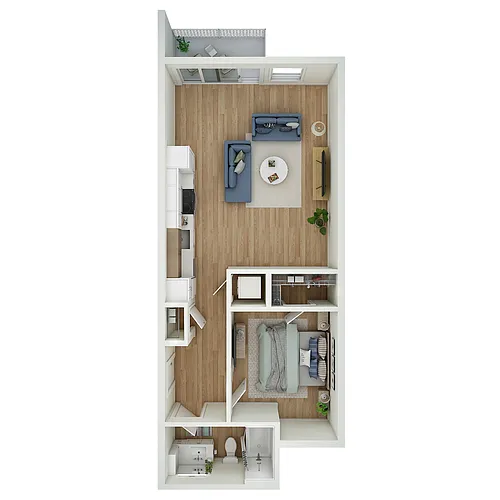 Floor plan 1 Bed 1 Bath - MFTE - a93.1