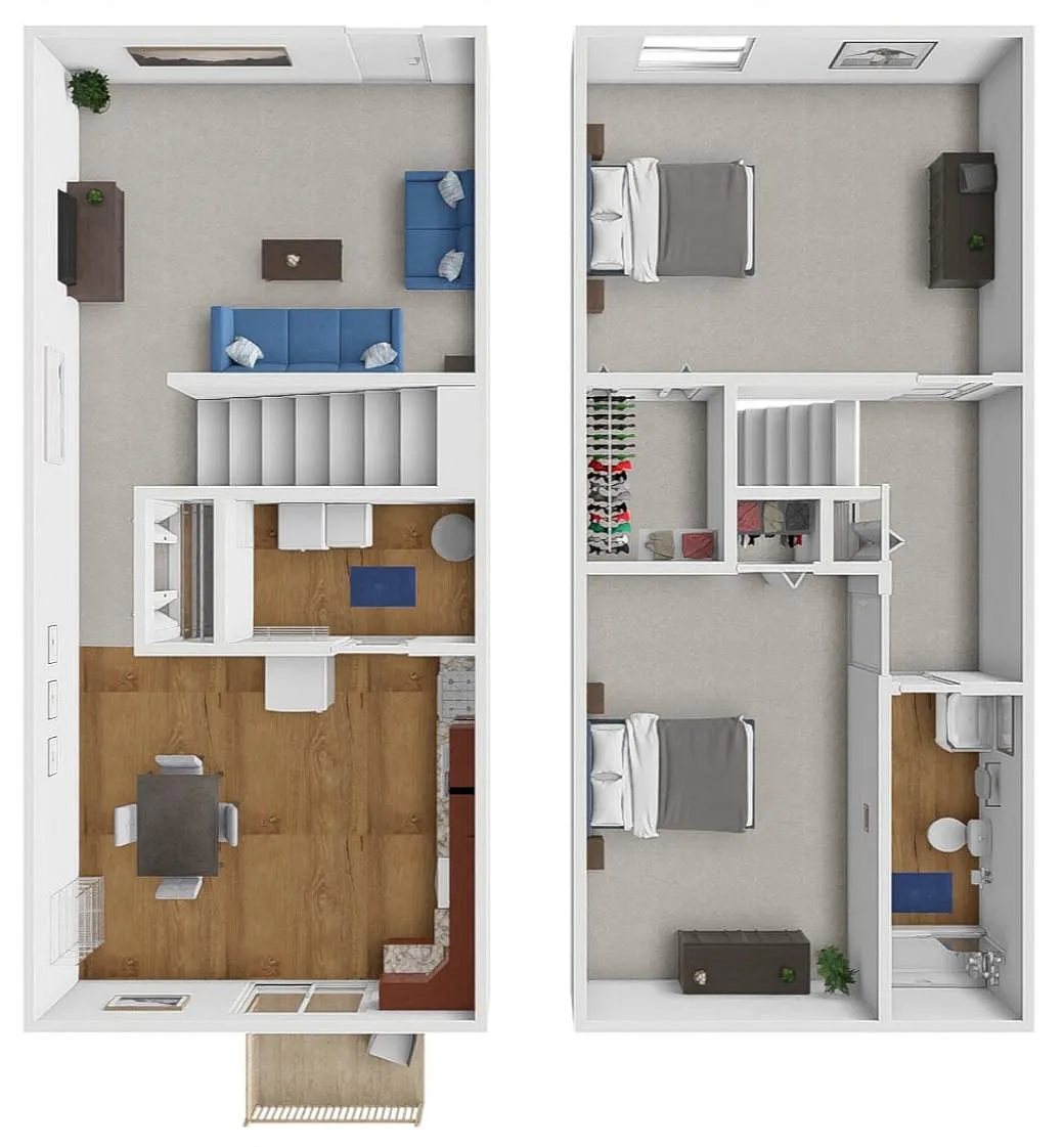 Floor plan 2 Bedroom Townhome