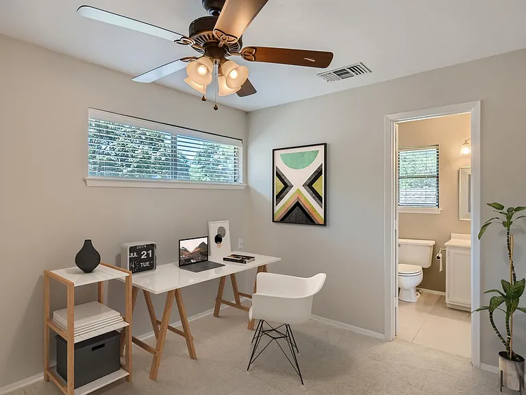 Private Office for Bedroom 5. This image shows a virtually furnished space. This space comes unfurnished.