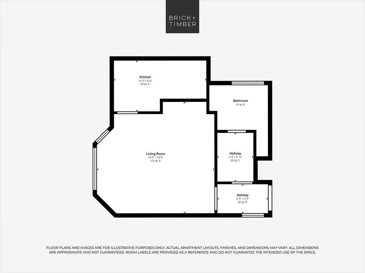 Floor plan Studio 1 Bath