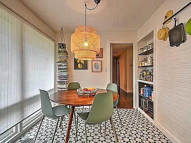 Additional open shelving provides storage and personality to your kitchen.