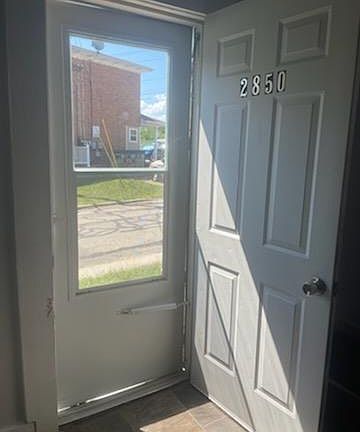 Front door, looking out at the Millville Diner