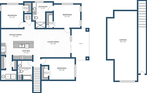 Floor Plan 3B | Seasons at Mount Pleasant | Apartments in Mount Pleasant, WI Floor Plan 3B | Seasons at Mount Pleasant | Apartments in Mount Pleasant, WI
