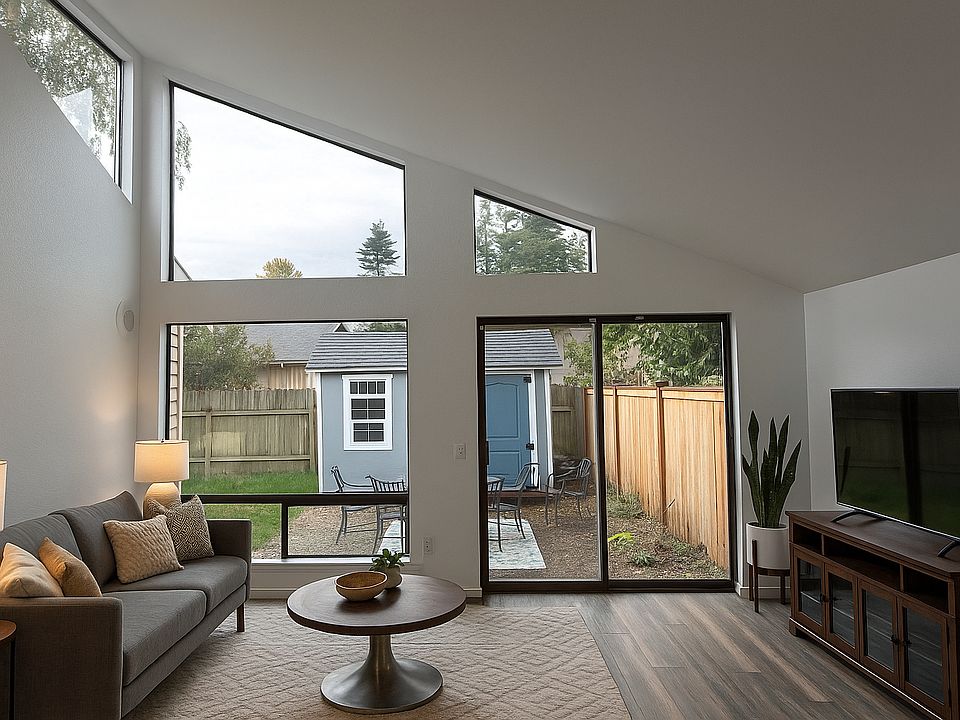 Large living room with vaulted ceiling