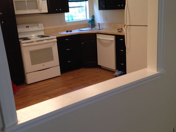 View of kitchen from living room