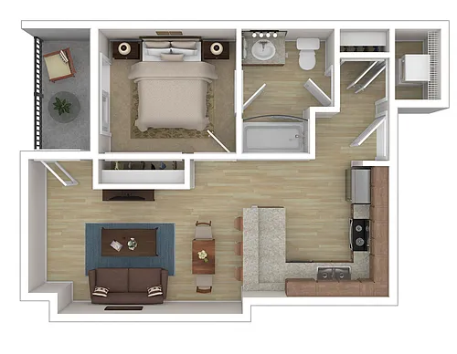 Floor plan 1 Bed 1 Bath