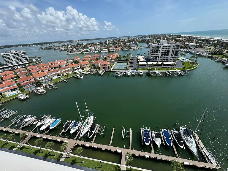 Balcony view lookin at boat docks
