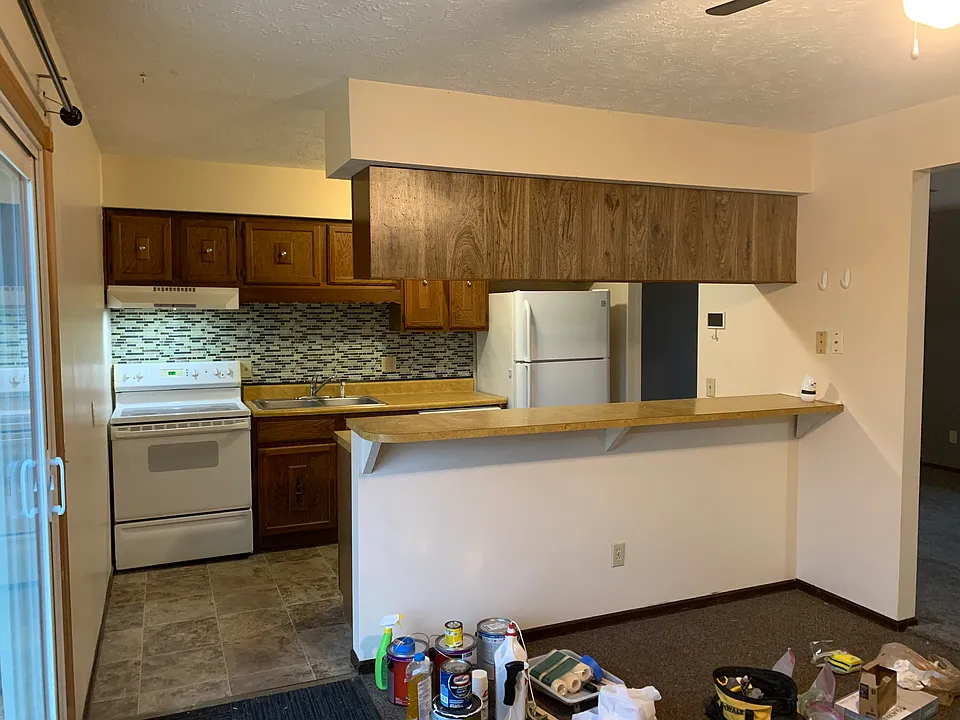 Kitchen View - backside of kitchen counter is bar height.