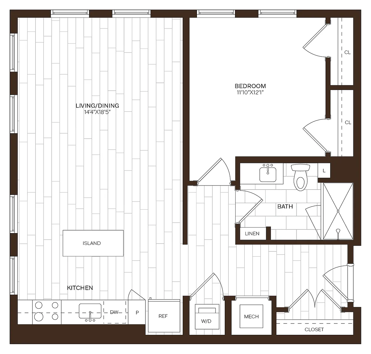 Floor plan 1 Bed/1 Bath-A13