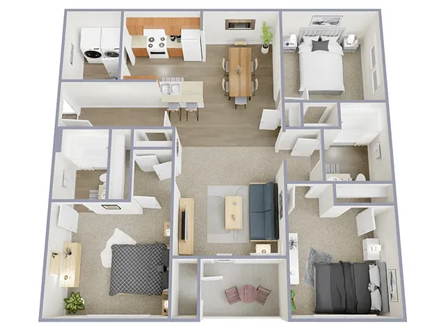 Floor plan 3 Bed, 2 Bath (60% Income Restricted)