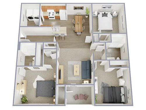 Floor plan 3 Bed, 2 Bath (60% Income Restricted)