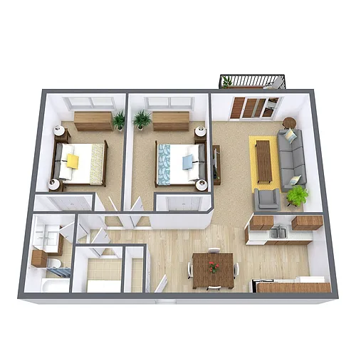 Floor plan Two Bedroom 21B