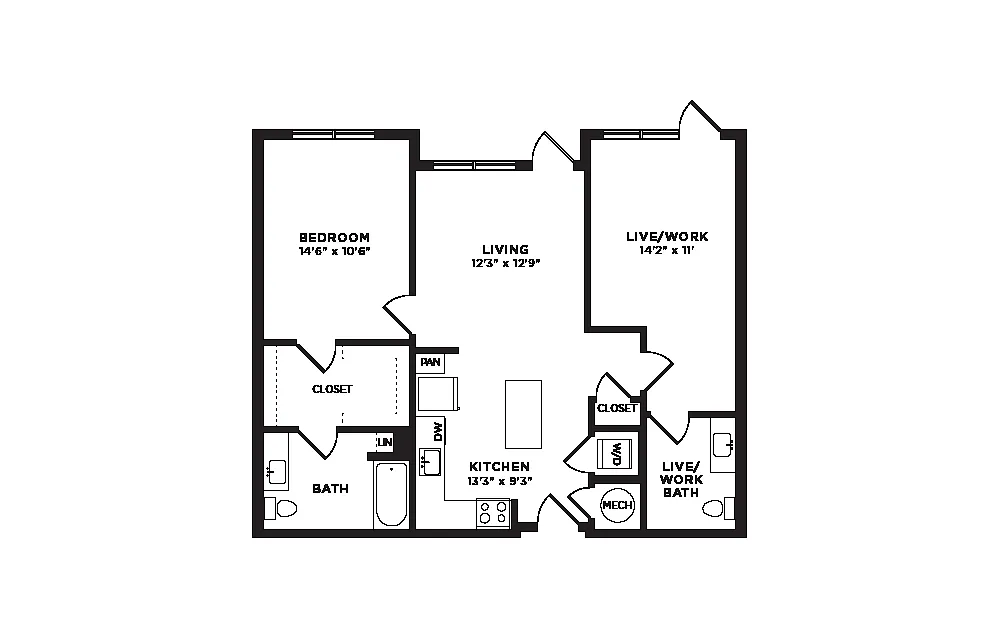 Floor plan 360 - 1 Bed with Den