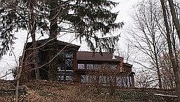 Lakefront view of house