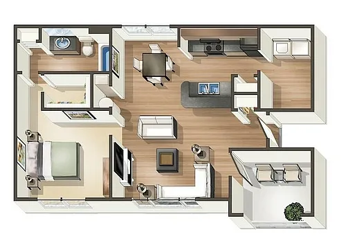 Floor plan A3 - Carriage House - One Bedroom, One Bathroom